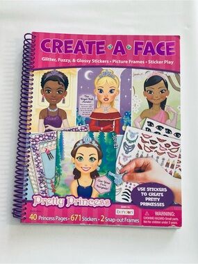 Create-A-Face Book (Pretty Princess) Spiral Bound Sticker Face Creative Arts Cra